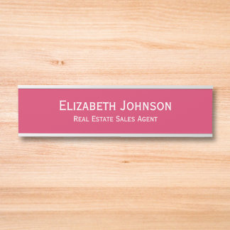 Professional Business Office Name Title Dark Pink Door Sign