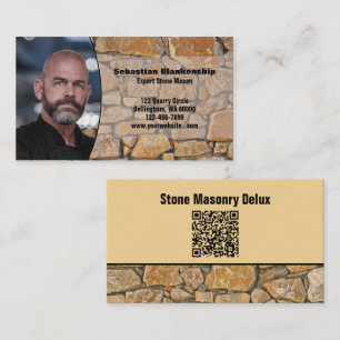Professional Business Photo Stone Wall & QR Code Card