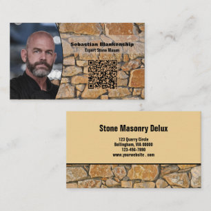 Professional Business Photo Stone Wall & QR Code Card