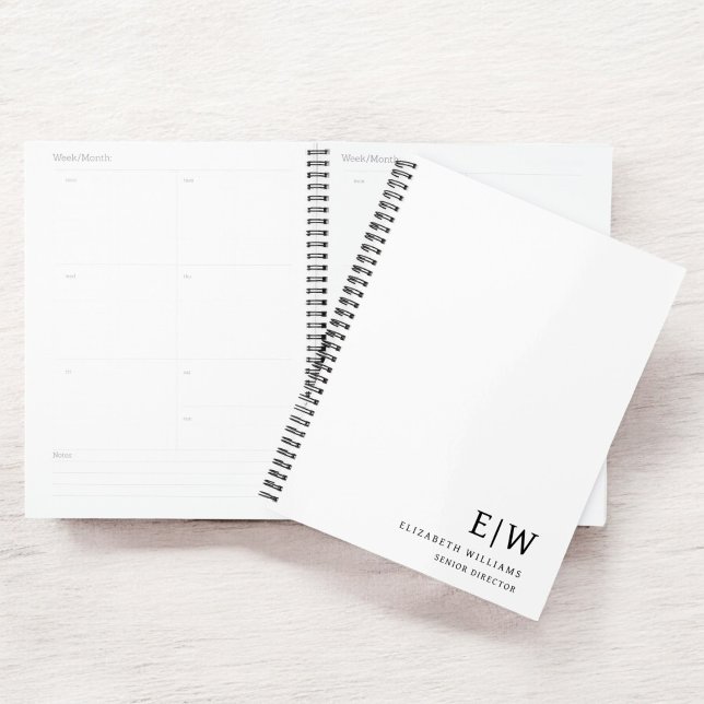 Professional Business White Monogram Initial Planner (Creator Uploaded)