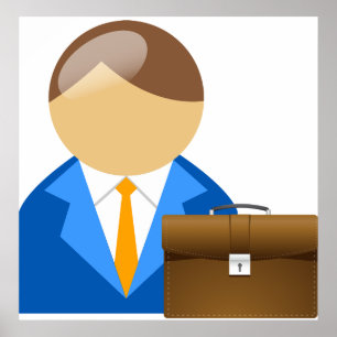 Professional Businessman Icon with Briefcase Poster