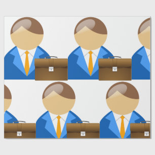 Professional Businessman Icon with Briefcase Wrapping Paper