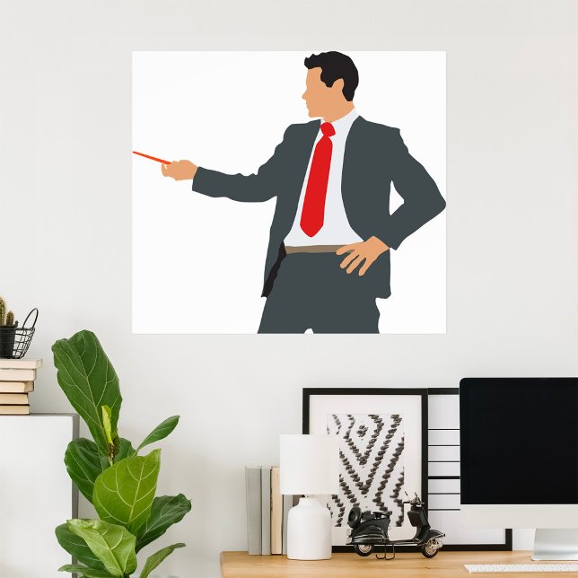 Professional Businessman in Suit with Pointer Poster (Creator Uploaded)