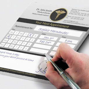 Professional Caduceus Gold Medical Appointment Notepad