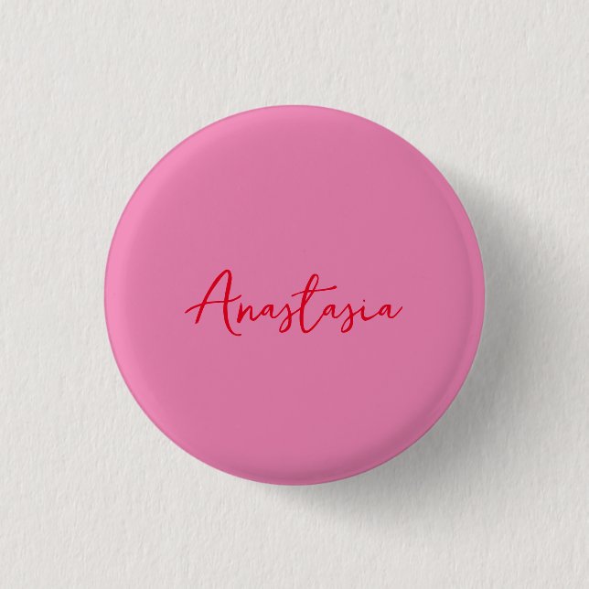 Professional calligraphy name custom pink 3 cm round badge (Front)
