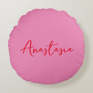 Professional calligraphy name custom pink blue round cushion
