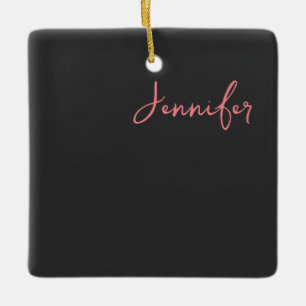 Professional Calligraphy Name Minimalist Plain  Ceramic Ornament