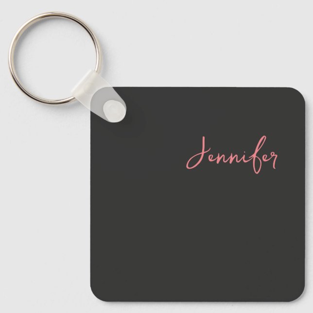 Professional Calligraphy Name Minimalist Plain  Key Ring (Front)