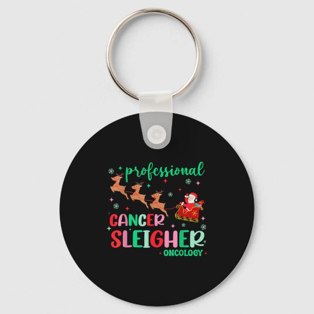 Professional Cancer Sleigher Oncology Nurse Christ Key Ring (Front)