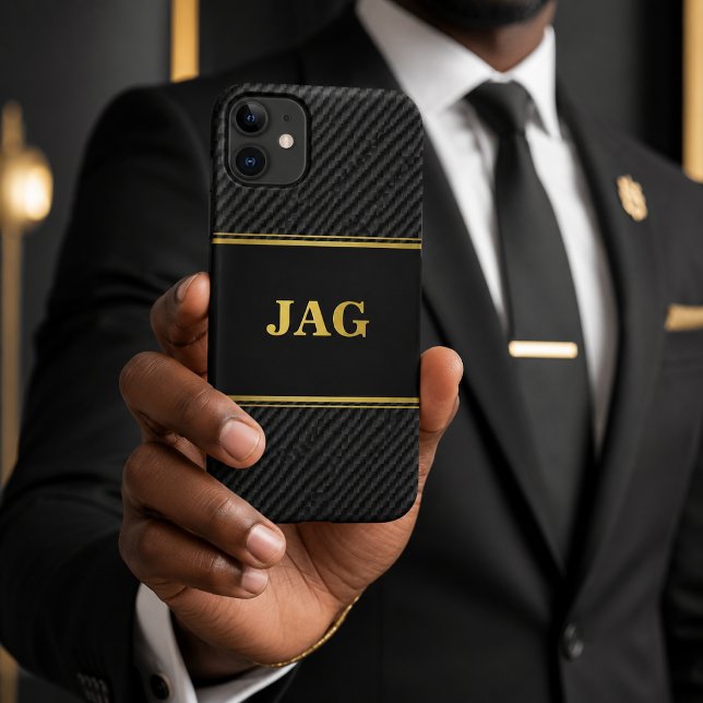 Professional Carbon Black & Gold Monogram Case-Mate iPhone Case (Creator Uploaded)