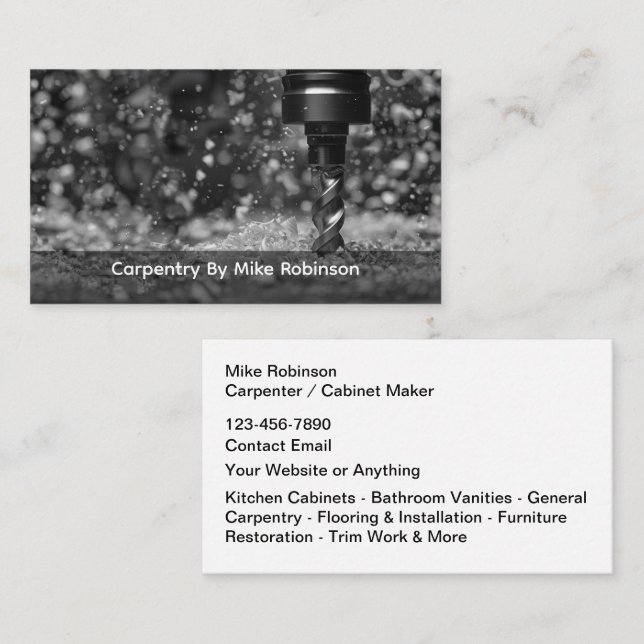 Professional Carpenter And Contractor Business Card (Front/Back)
