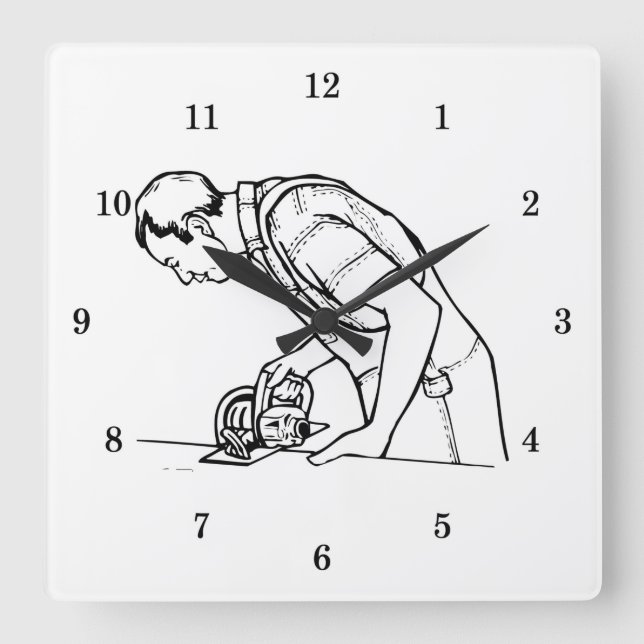 Professional Carpenter Square Wall Clock (Front)