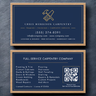 Professional Carpentry Services QR Code Business Card