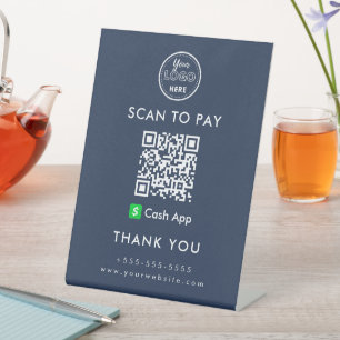 Professional Cash App QR Code Scan to Pay Logo Pedestal Sign
