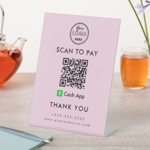 Professional Cash App QR Code Scan to Pay Logo Pedestal Sign