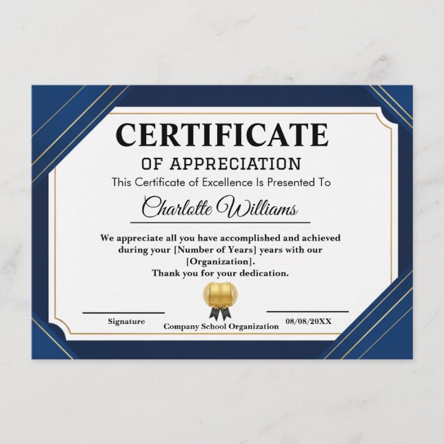 Professional Certificate of Appreciation 2026 (Front)