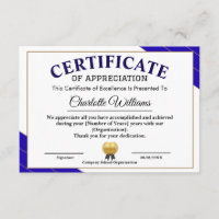 Professional Certificate of Appreciation Award