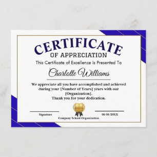 Professional Certificate of Appreciation Award