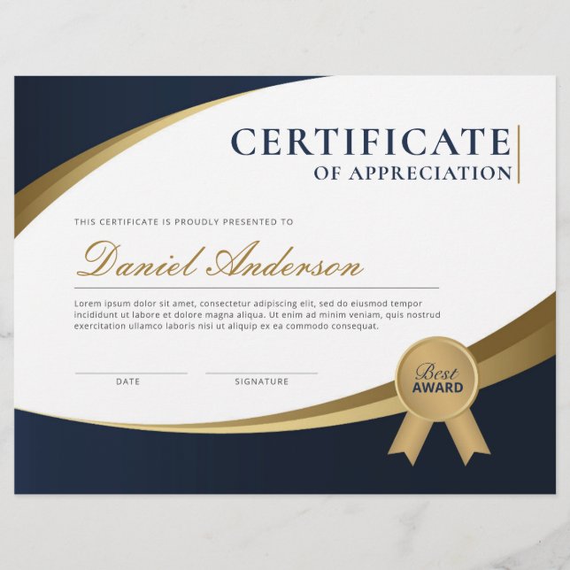 Professional Certificate of Appreciation Award Flyer (Front)