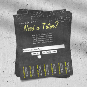 Professional Chalkboard Search Bar Math Tutor Flyer
