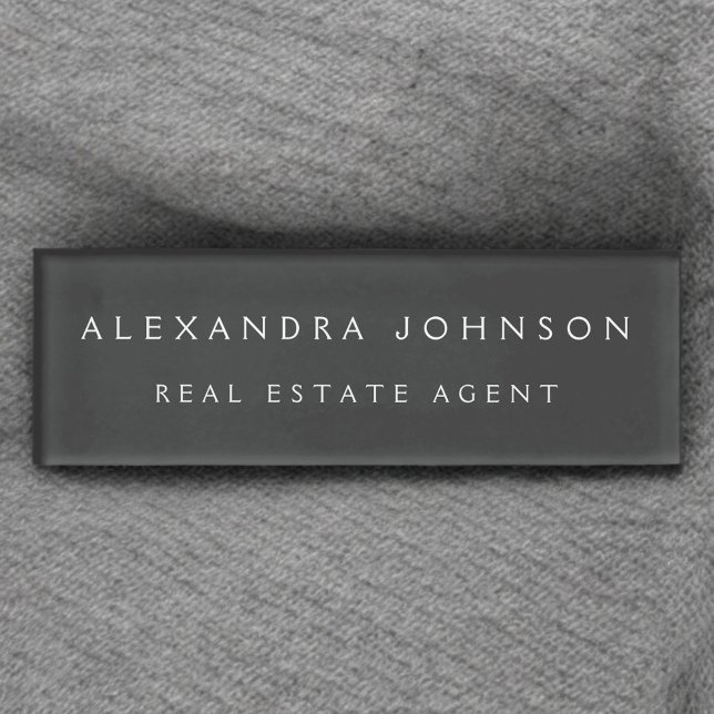 Professional Charcoal Grey Modern Business Name Tag (Creator Uploaded)