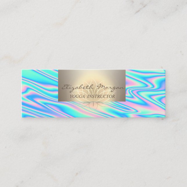 Professional Charming, Trendy Lotus Holographic Mini Business Card (Front)