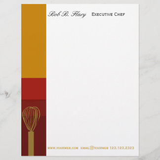 Professional Chef Catering Cook REcipes Customised Letterhead