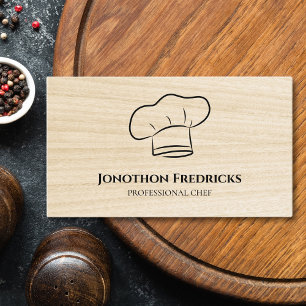 Professional Chef Hat Wood Catering Business Card