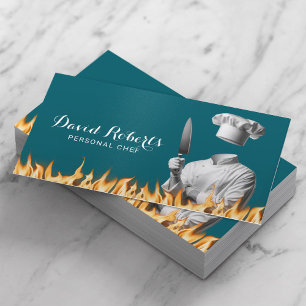Professional Chef Restaurant Cook Catering Teal Business Card