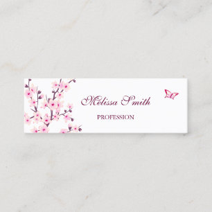 Professional Cherry Blossoms Pink White Mini Business Card
