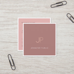 Professional Chic Clean Design Monogram Plain Luxe Square Business Card