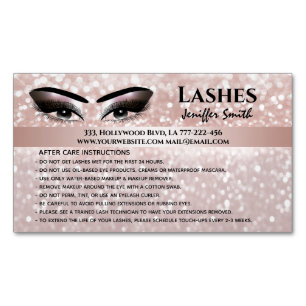 Professional chic glittery lashes after care magnetic business card