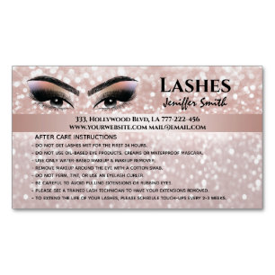 Professional chic glittery lashes after care magnetic business card