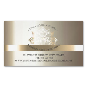Professional Chic Gold Lotus Flower  Magnetic Business Card