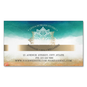 Professional Chic Gold Lotus Watercolor Magnetic Business Card