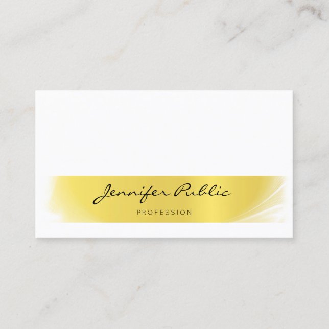 Professional Chic Handwritten Modern Gold Luxury Business Card (Front)
