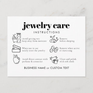Professional Chic Jewellery Care Thank You Busines Enclosure Card