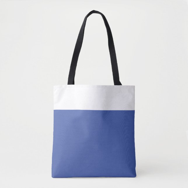 Professional Chic Medium Blue White Colour Block Tote Bag (Front)