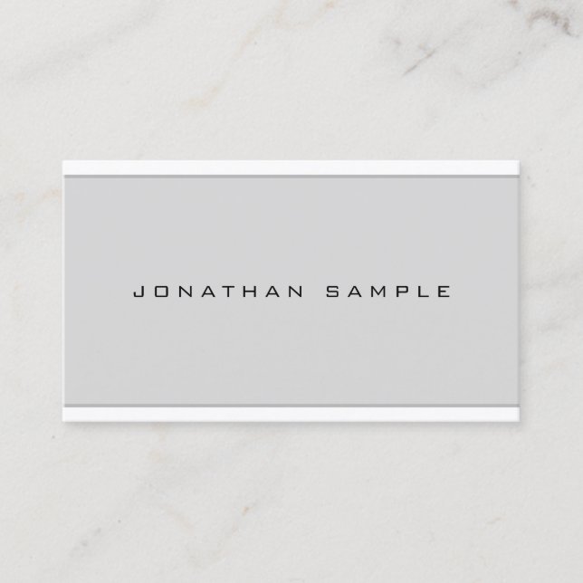 Professional Chic Modern Minimal Grey Sleek Plain Business Card (Front)