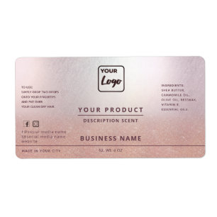 Professional chic rose gold glitter product label