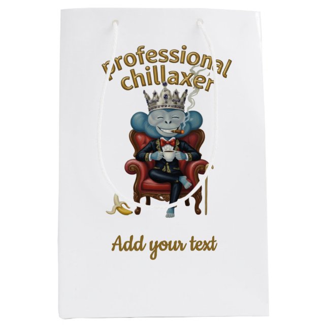 Professional Chillaxer Monkey king Funny Cool App Medium Gift Bag (Front)