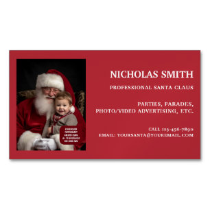 Professional Christmas Santa Claus Photo Magnetic Business Card