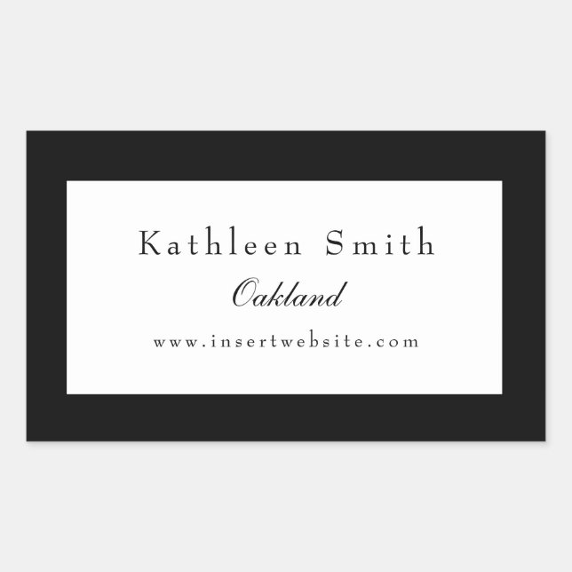 Professional Classic Black and White Rectangular Sticker (Front)