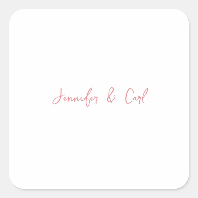 Professional Classic Calligraphy Minimalist Plain Square Sticker (Front)
