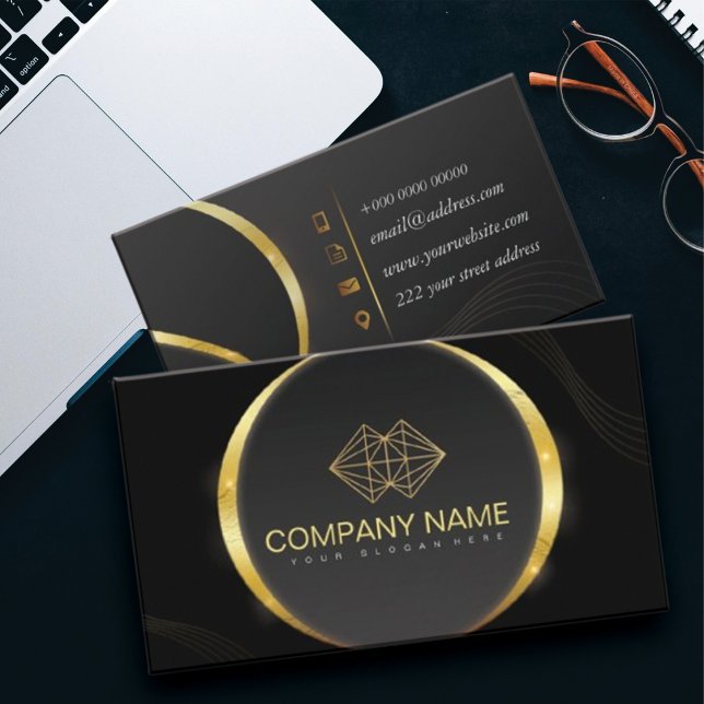  Professional Classic Elegant Black Gold Business Card (Creator Uploaded)