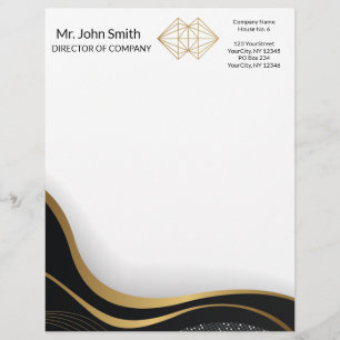  Professional Classic Elegant Black Gold Custom Letterhead