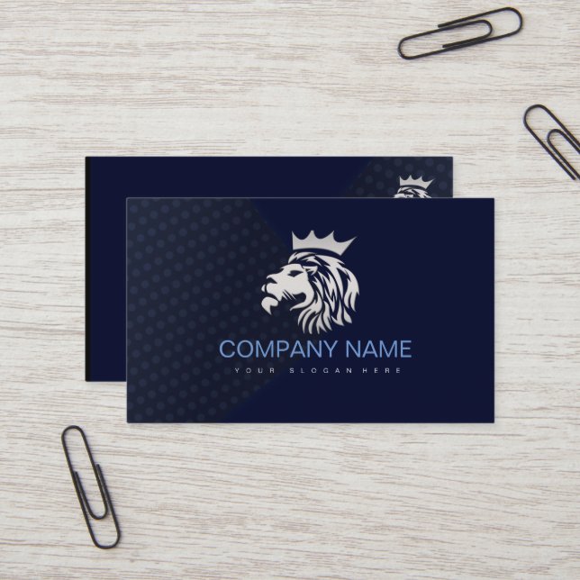  Professional Classic Elegant Blue Silver Business Card (Front/Back In Situ)