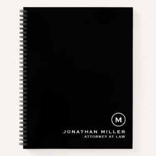 Professional Classic Monogram Lawyer Black White Notebook