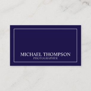 Professional Classic Navy Blue and White Business Card