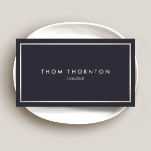 Professional Classic Navy Blue with Gold Border Business Card